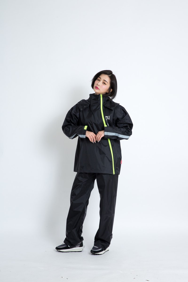 Go to the rain and walk diagonally open double zipper two-piece - black - Umbrellas & Rain Gear - Nylon Black