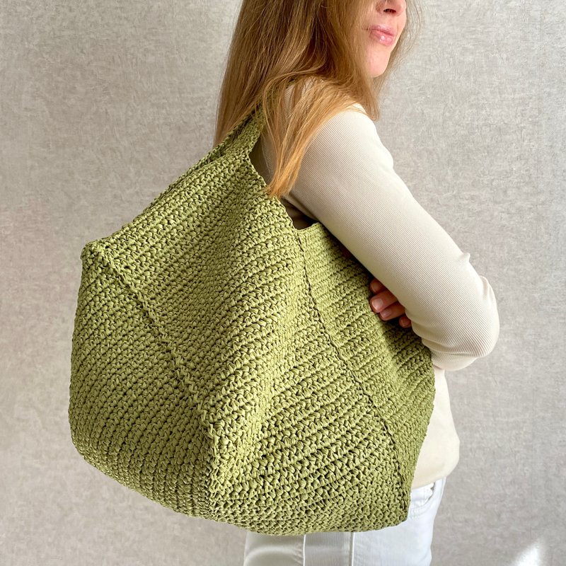 PDF PATTERN Crochet Raffia Square Bag, Crochet Tote Bag Pattern - 手工藝教學/工具書 - 其他材質 