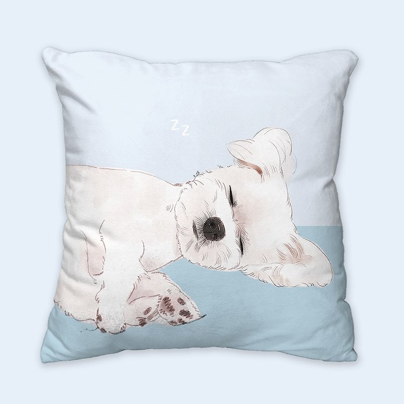 Sleeping Marl Dog Animal Pillow/Pillow/Cushion - หมอน - ผ้าฝ้าย/ผ้าลินิน สีน้ำเงิน