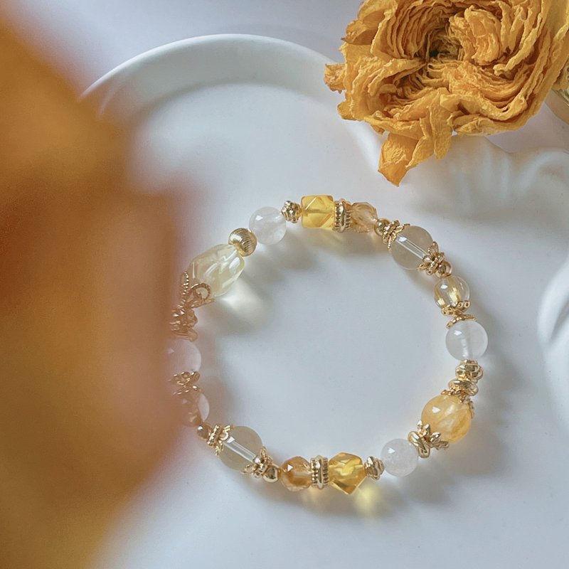 Bingtang Sydney丨Citone+Golden Amber丨Improve wealth and eliminate tension丨Customized crystal bracelet - Bracelets - Crystal Yellow