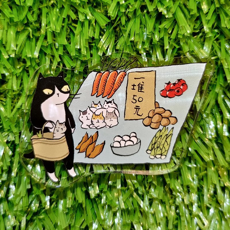 壓克力磁鐵-菜市場(插畫家:貓小姐)(最長邊6cm) - 磁鐵 - 壓克力 
