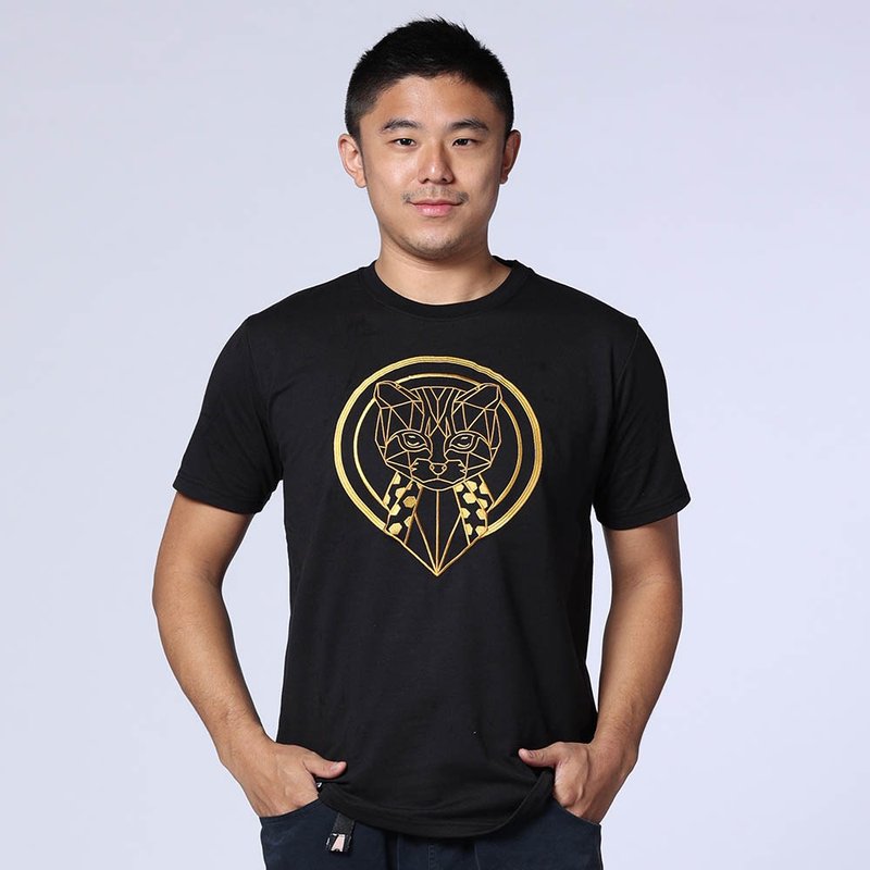 [Forest Animal Series] Stone Embroidery Unisex TEE (Black) - Men's T-Shirts & Tops - Other Materials Black