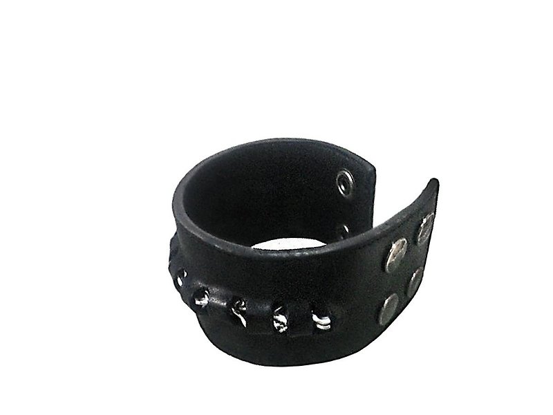 Black shadow chain leather bracelet - Bracelets - Genuine Leather Black
