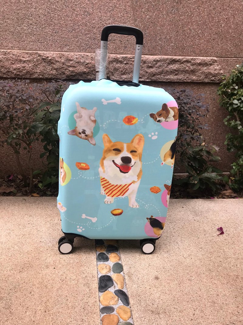 Corgi with Hong Kong Famous Snack Printed Luggage Protector - Luggage & Luggage Covers - Polyester 