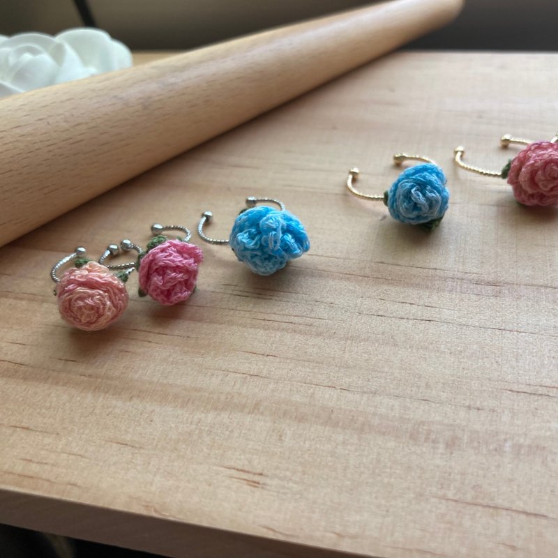 [Handmade jewelry series] Crochet rose ring gradient mini rose mini ring - General Rings - Copper & Brass Red