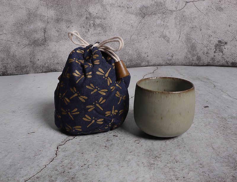 Ming bud kiln l Japanese style portable cup small bag small tea set travel bag - Teapots & Teacups - Cotton & Hemp Multicolor