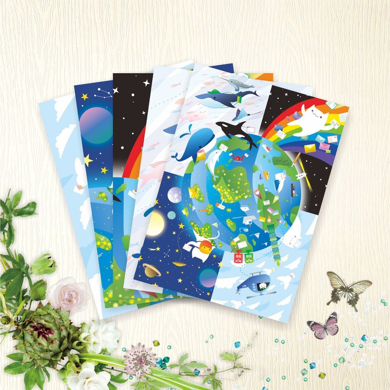 [Created in Taiwan] Postcards - World Postcard Day - 5 types, 1 each - Stickers - Paper 