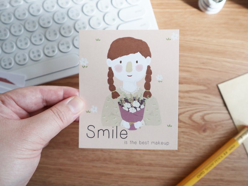 笑容是最好的化妝品 萬用小卡片 - 卡片/明信片 - 紙 粉紅色