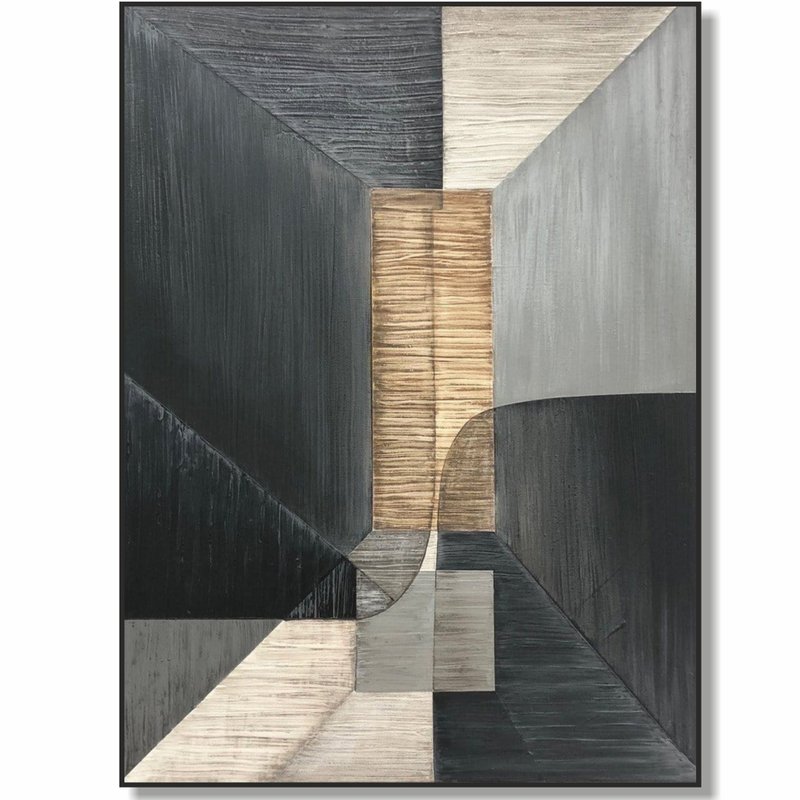 Original Geometric Art Paintings On Canvas Abstract Shapes Art Hotel Wall Decor - 壁貼/牆壁裝飾 - 壓克力 多色