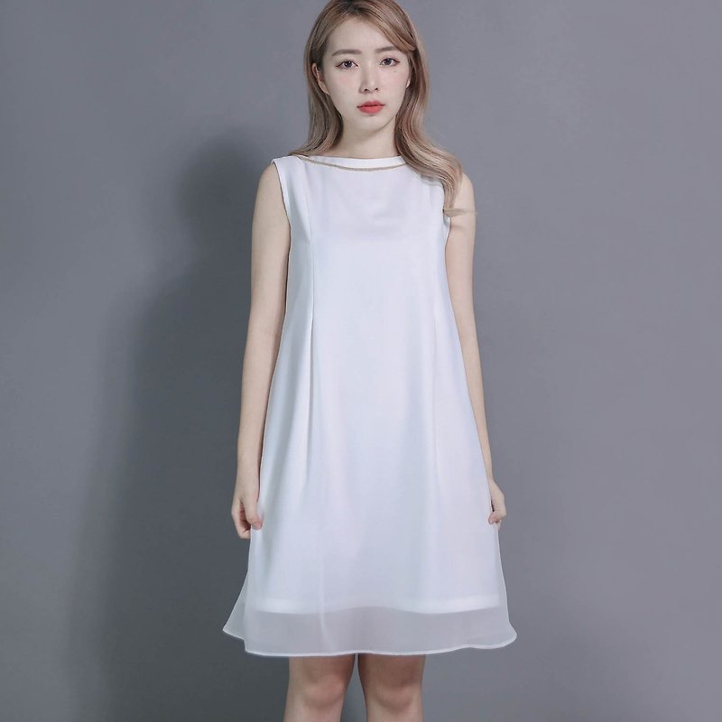 Eternal 雋永編織出芽洋裝_7SF022 - 連身裙 - 棉．麻 白色