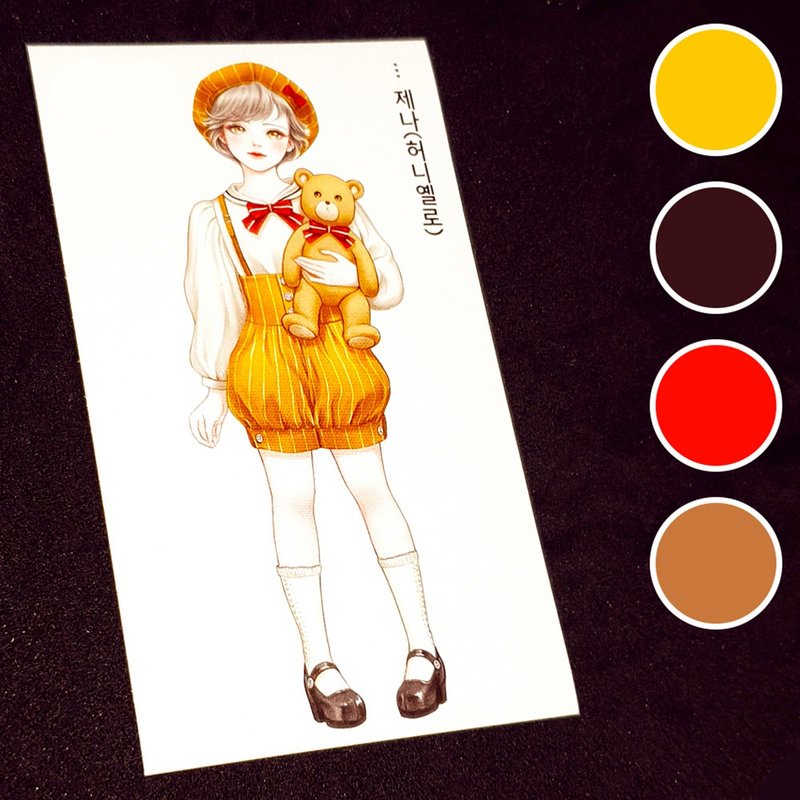 Jenna's Doll (4colors) 4 (honne market) person sticker girl sticker blackraccoon - 貼紙 - 紙 