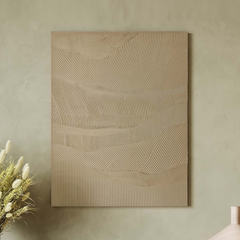 Textured Painting Beige | Beige Texture |Beige Minimalism | Beige Wall Art | Rye - 壁貼/牆壁裝飾 - 棉．麻 咖啡色