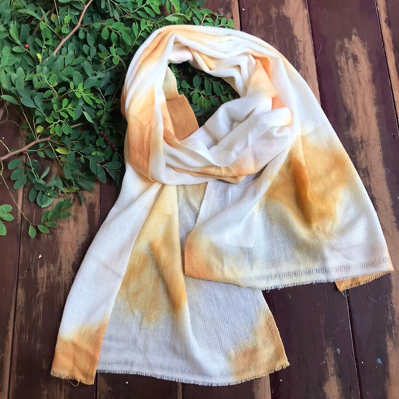 Plant-dyed cashmere cashmere scarf-orange check