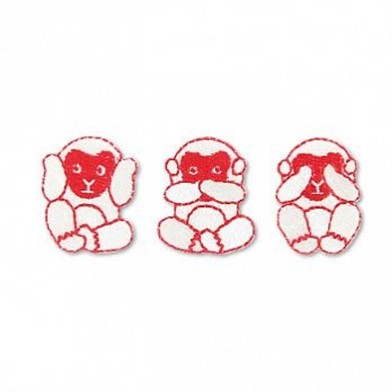 [Jingdongdu KYO-TO-TO] 縁起物シリーズ_三猿_Embroidery - เย็บปัก/ถักทอ/ใยขนแกะ - งานปัก สีแดง