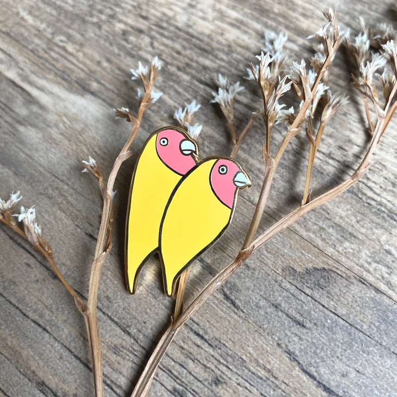 小黃鳥們 金屬襟章 - 胸針 - 紙 黃色