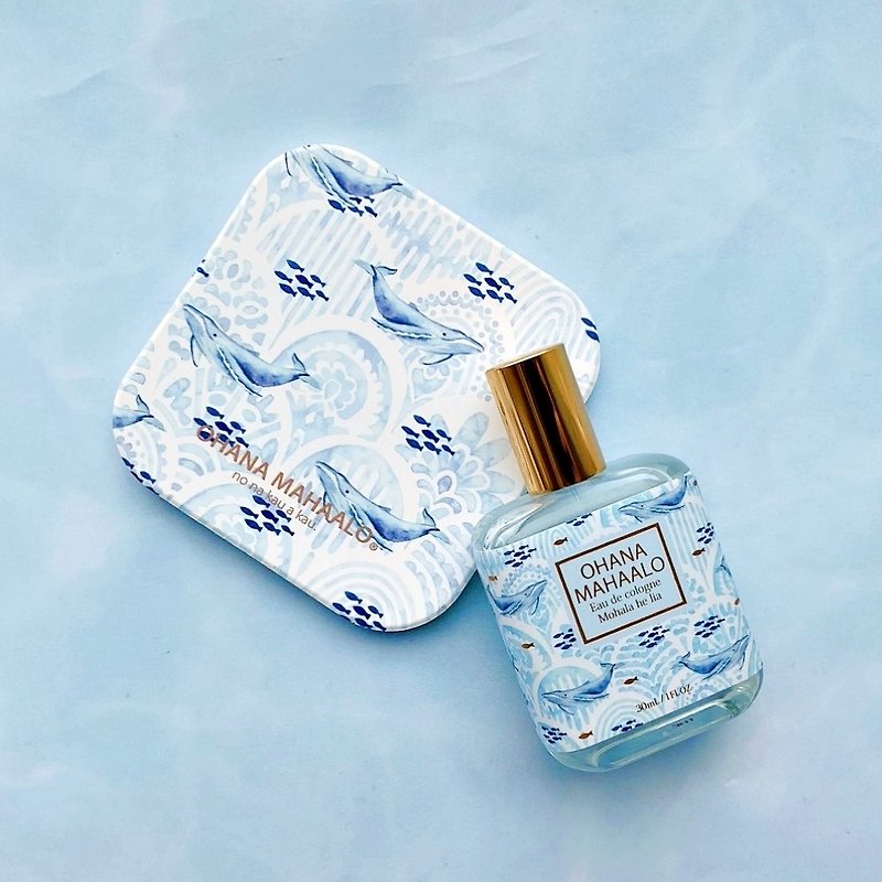 OHANA MAHAALO Dream Blue Whale Perfume Ceramic Coaster Set - น้ำหอม - วัสดุอื่นๆ 