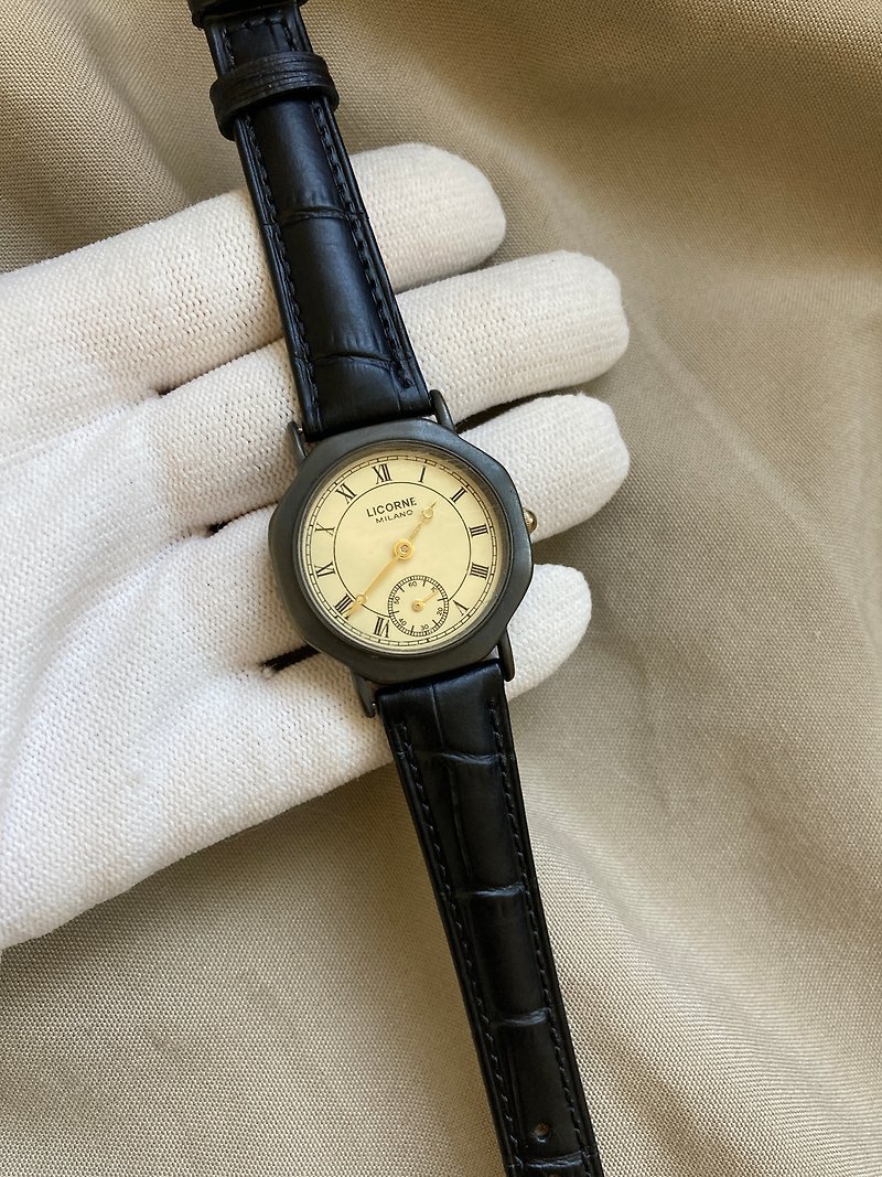 LICORNE 力抗 霧面八角灰黑錶殼 羅馬 軌道時標 古董錶 vintage - 女裝錶 - 其他金屬 黑色