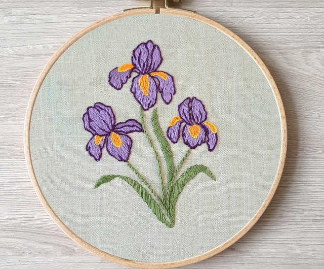 デジタル】刺繡 鳶尾花 アイリス手刺繍 DIY, 花柄 pdf