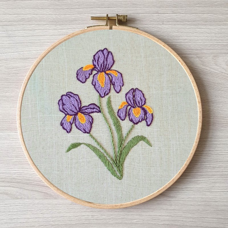 刺繡 鳶尾花 Iris hand embroidery DIY, Floral pattern pdf - 其他數位設計 - 其他材質 