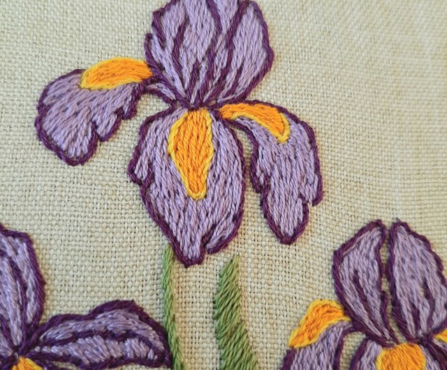 デジタル】刺繡 鳶尾花 アイリス手刺繍 DIY, 花柄 pdf