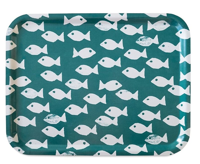 長方形トレイ-FISH TRAY、OCEAN (43 X 33 cm) - 小皿 - 木製 グリーン