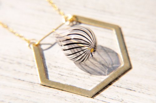 / Simple sense / Bronze French glass clavicle short chain necklace long chain - in the geometric Chocolate