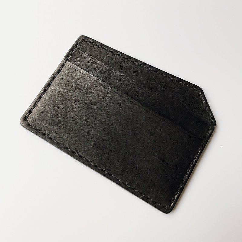 Leather Card Holder - ID & Badge Holders - Genuine Leather Black