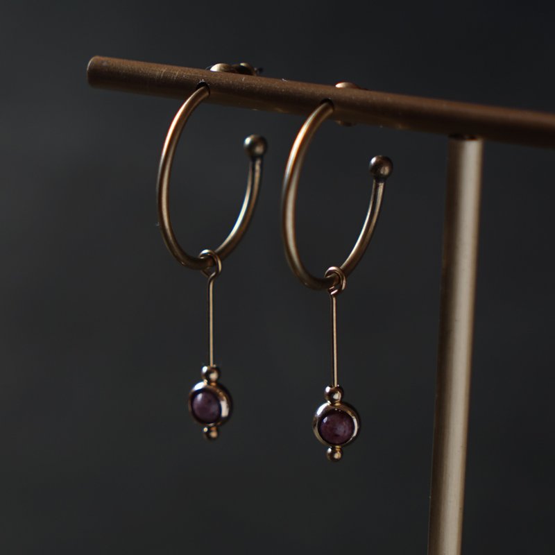 Ocean Agate Dew Drop Earrings - ต่างหู - ทองแดงทองเหลือง สีดำ