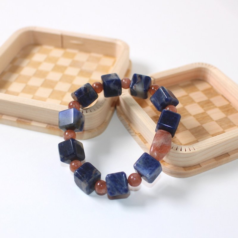 080605七輪調和手串/金太陽藍紋石/天然/手鏈/水晶/能量石/原生態 - 手鍊/手環 - 水晶 多色