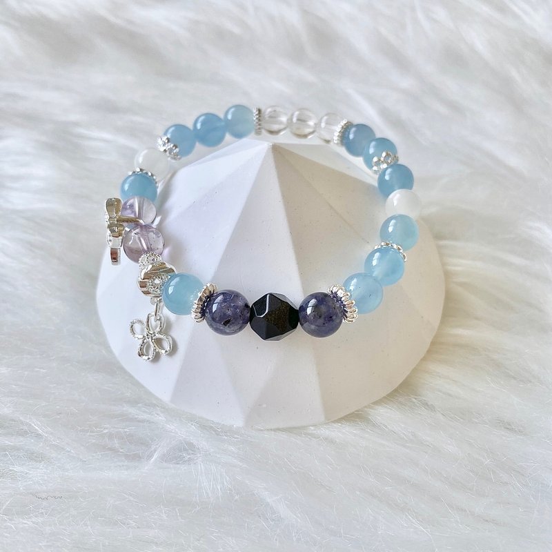 Crystalvia stabilizes emotions and enhances communication-Aquamarine&Iolite&Golden Stone - Bracelets - Crystal 