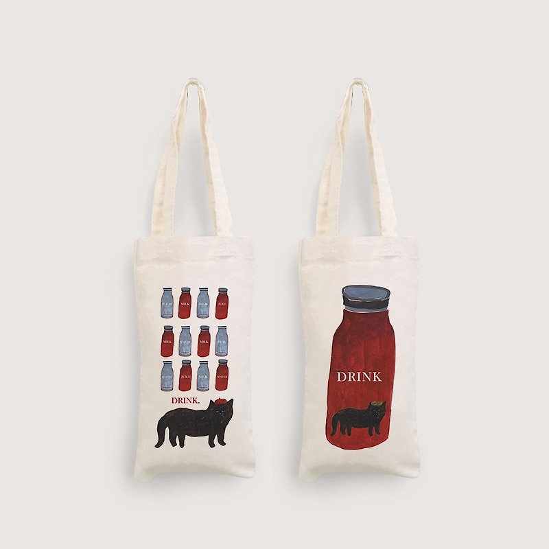 Bottle bag - Cat - Beverage Holders & Bags - Cotton & Hemp 