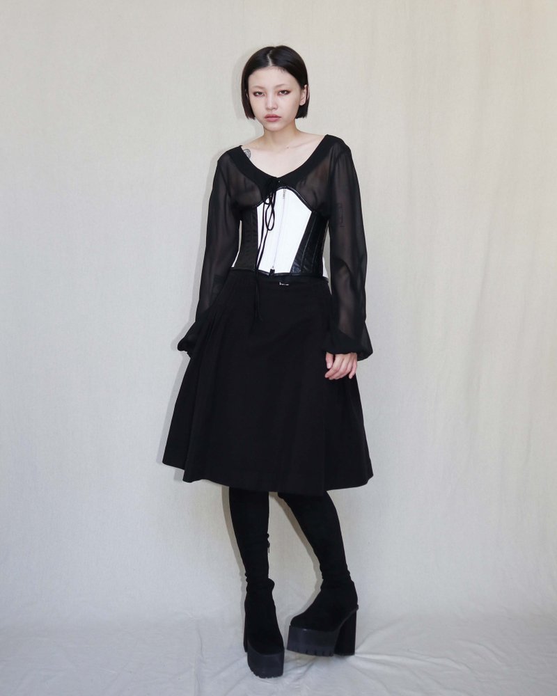 ヴィンテージのカボチャ。危険なヌードの黒と白のレースアップ ベスト - その他 - その他の素材 ブラック