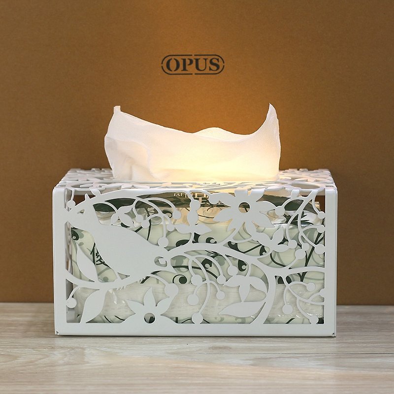 [OPUS Dongqi Metalworking] Magpies on the Forest Shoots-Metal Craft Surface Box (White)/Furniture/Home Decoration - ของวางตกแต่ง - โลหะ ขาว