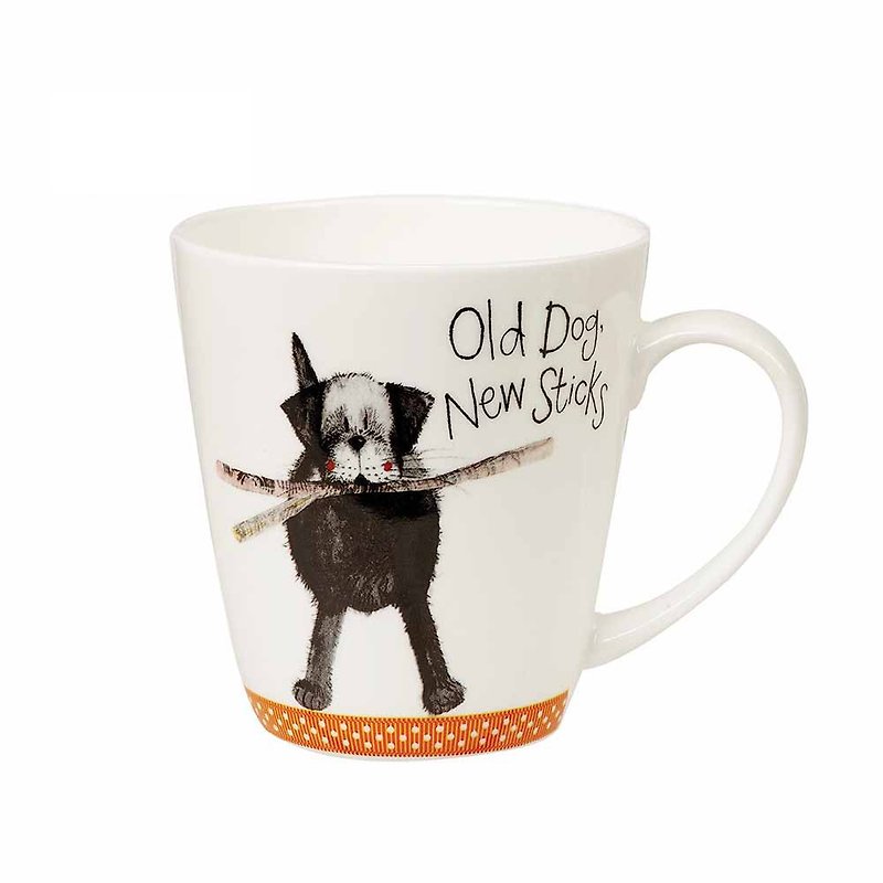 OLD DOG NEW STICKS BONE CHINA MUG - Mugs - Porcelain White