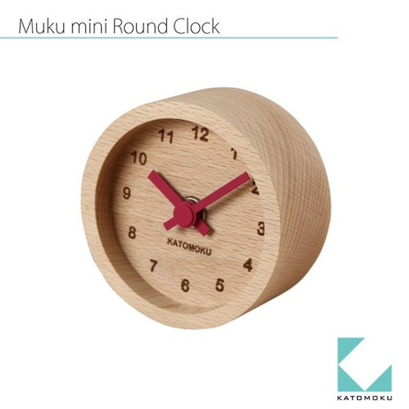 KATOMOKU mini clock 圓型 km-26 紅色 日本製造 - 時鐘/鬧鐘 - 木頭 
