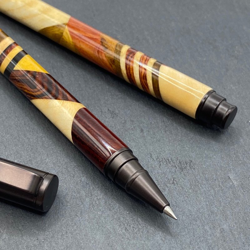 (Customized) Yosegi UNI cap-free ballpoint pen (brightened version) (small quantity in stock) - Rollerball Pens - Wood Brown