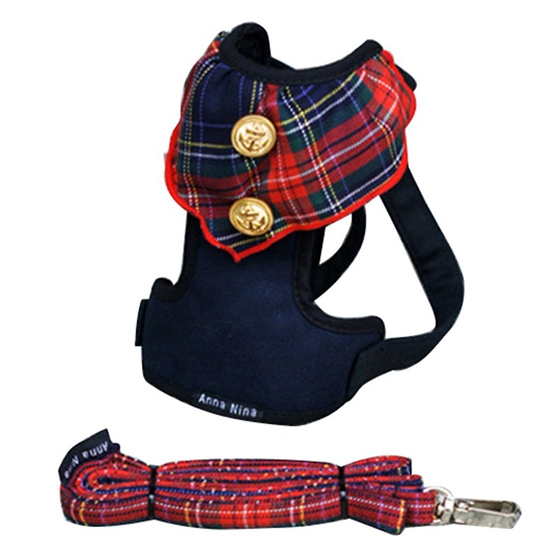 Pet chest back / chest strap cat and dog universal Scottish gold buckle - ชุดสัตว์เลี้ยง - ผ้าฝ้าย/ผ้าลินิน 