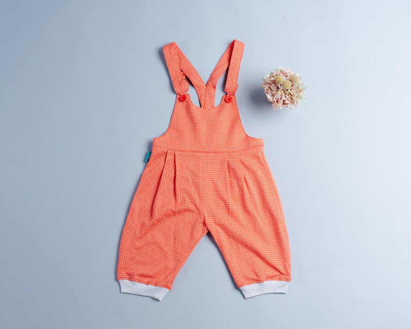 針織吊帶褲-中薄14 - 男/女童長褲/短褲 - 棉．麻 紅色