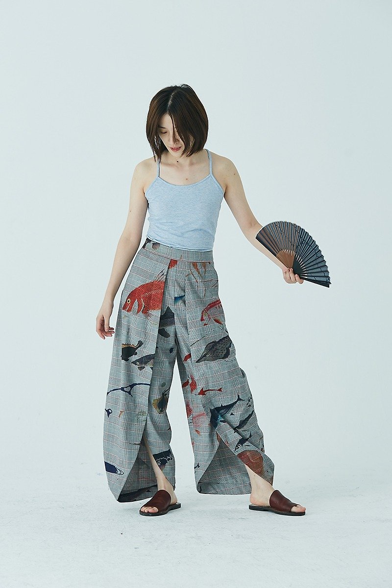 muterumours Ito Jakuchu Printed High Waist Trousers - Women's Pants - Other Materials 