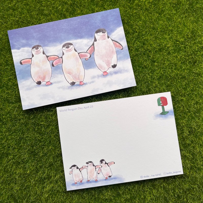 【Hello I'm Gene(quiet)】Penguin Day-Hatched Penguin Postcard - Cards & Postcards - Paper Blue