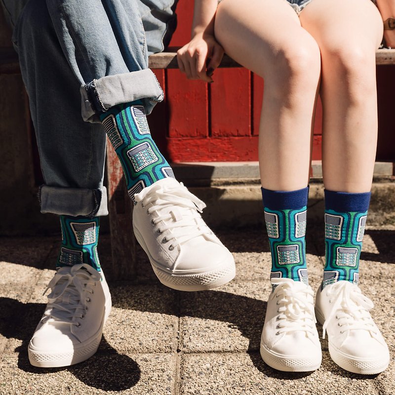 [Jin Yuan Xing] Doorbell Seamless Mid-length Socks l Socks made in Taiwan with sports and fitness printing - ถุงเท้า - ผ้าฝ้าย/ผ้าลินิน หลากหลายสี