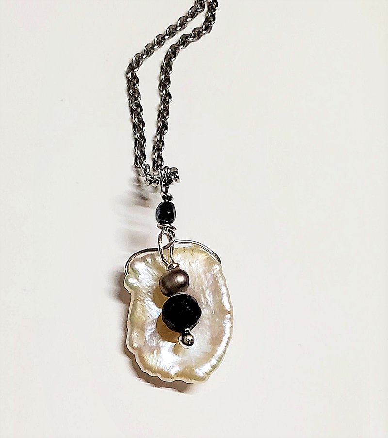 Keshi pearl and semi-precious stones pendant necklace (with certificate) - Necklaces - Gemstone 