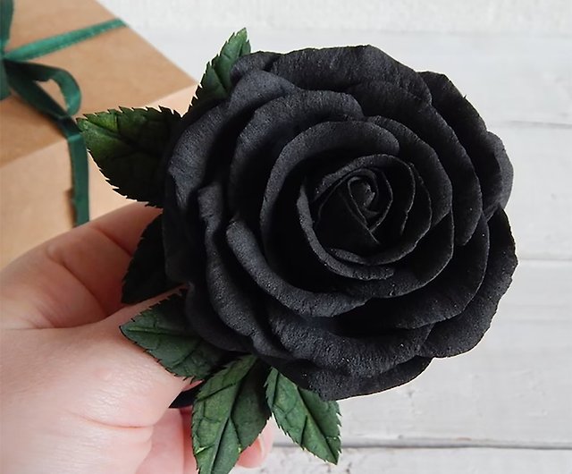 黒バラの花のヘアクリップブライダルヘアピンゴシックジュエリー