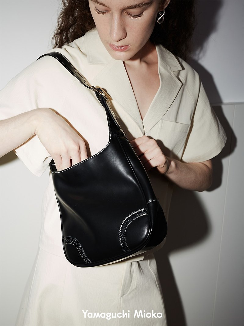 Lace underarm bag Lace hollow lace underarm bag shoulder / handbag - Handbags & Totes - Genuine Leather Black