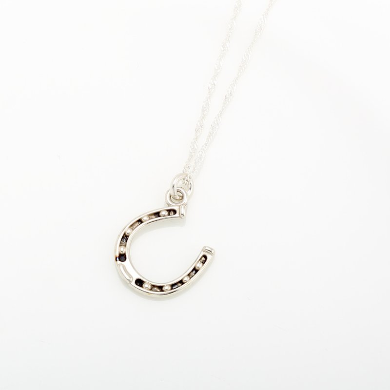 Lucky horseshoe s925 sterling silver necklace Valentine's day gift - Necklaces - Sterling Silver Silver