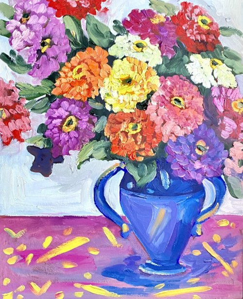 58×51cm  落ち着いた雰囲気の油彩 百合 絵画 静物画 58×51cm 落ち着いた雰囲気の油彩 百合 絵画 静物画 58×51cm