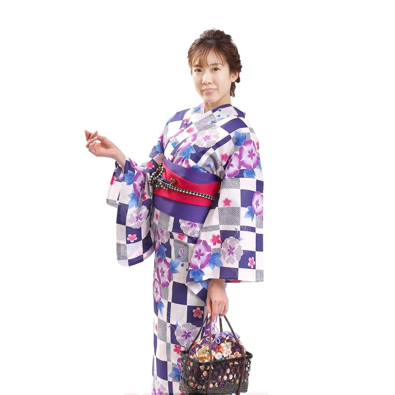 日本 和服 女性 浴衣 腰封 2件組 F Size x04-9a yukata - 其他 - 棉．麻 藍色