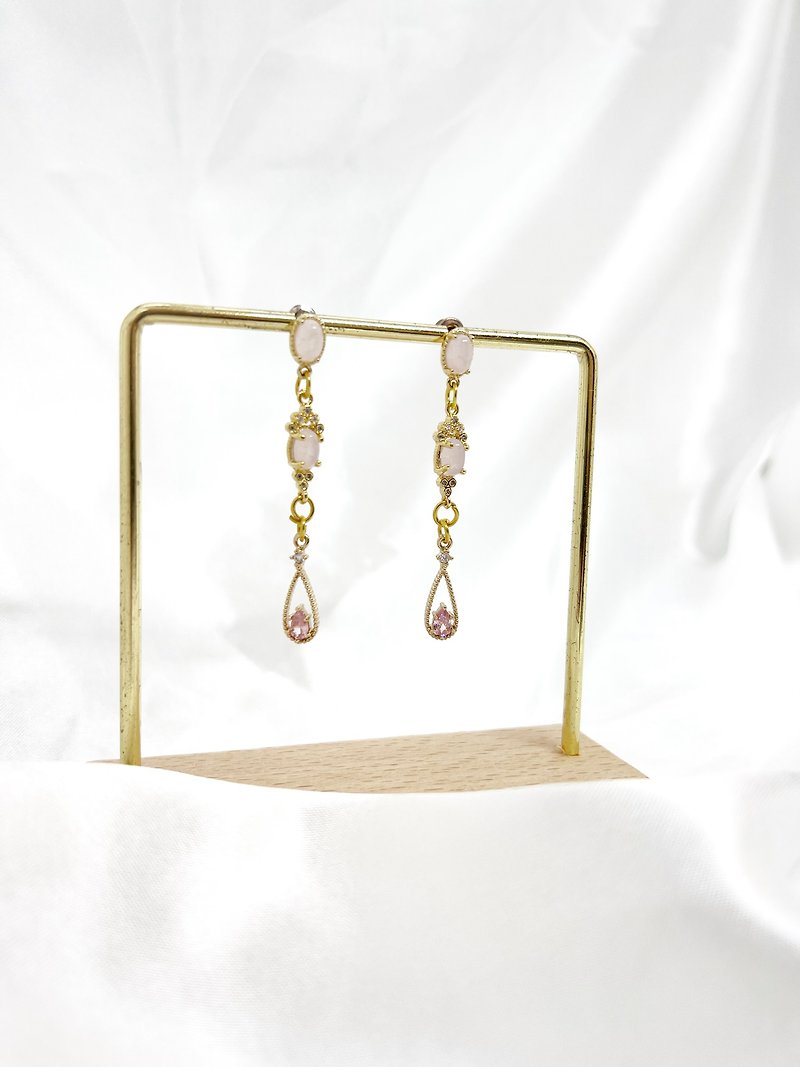 |Elegant Temperament| Simple Temperament• Stone Small Drop Earrings•925 Earrings - Earrings & Clip-ons - Other Metals Pink