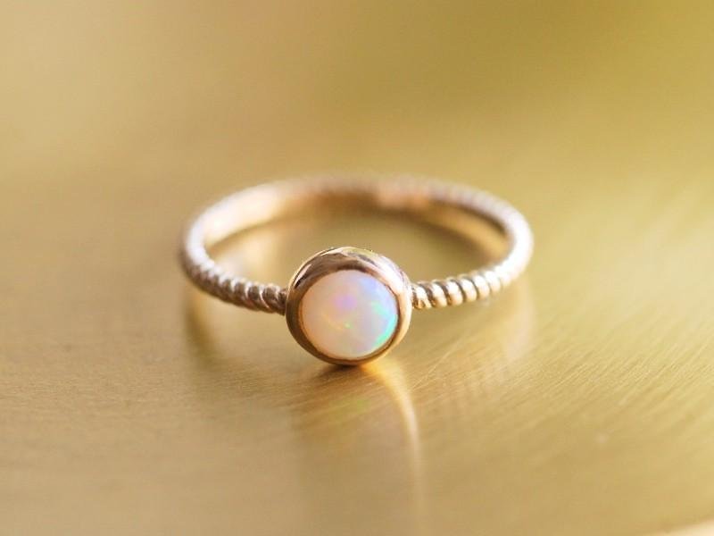 October Birthstone Opal Twist Ring / K10YG [Made to order] - General Rings - Gemstone 
