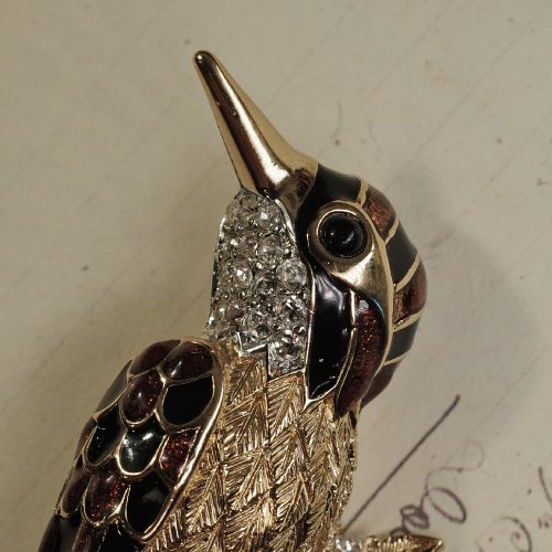 D'Orlan カナダブランド チェコ購入 クリスタルブローチ 鳥型